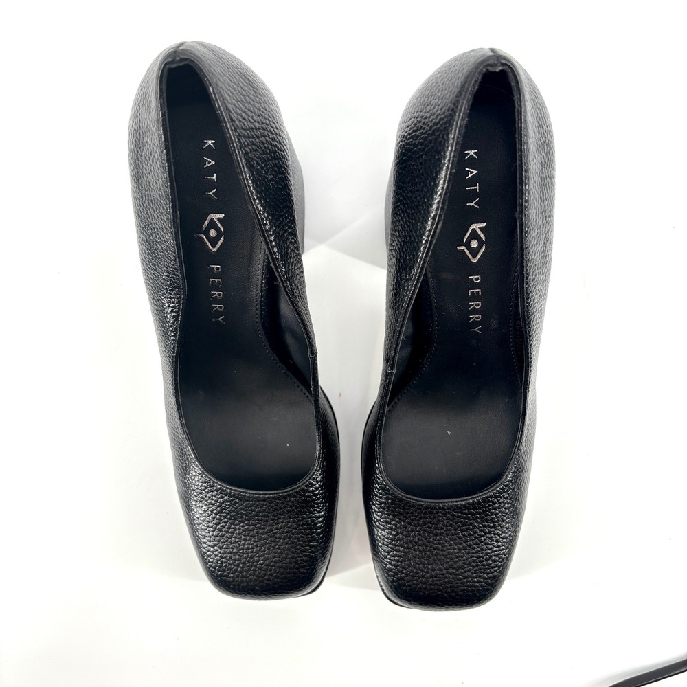 Katy‎ Perry Uplift Black Pebbled Square Toe Platform Block High Heel Pump 8.5M - Picture 5 of 10